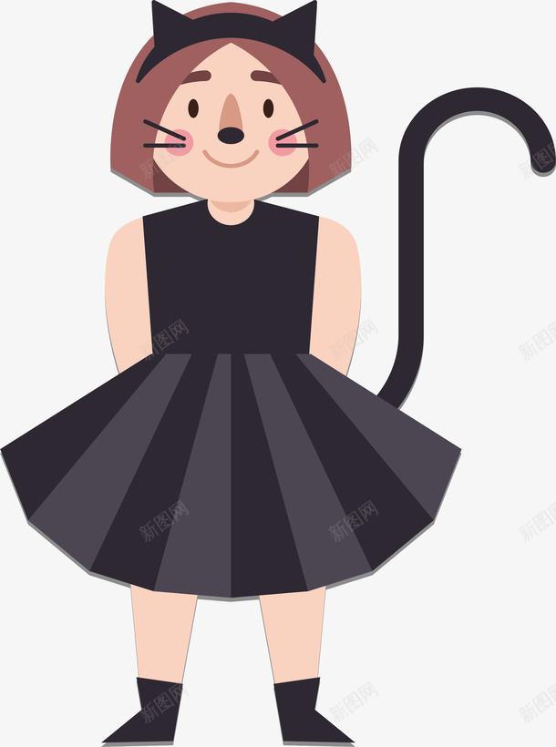 万圣节猫女矢量图ai免抠素材_88icon https://88icon.com 万圣节 万圣节猫女 可爱猫女 猫女 猫女装扮 矢量png 矢量图