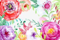 手绘水彩花朵植物素材