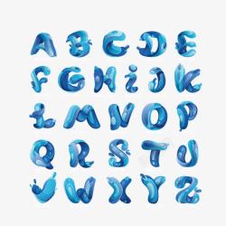 数字字母深蓝色水立体素材