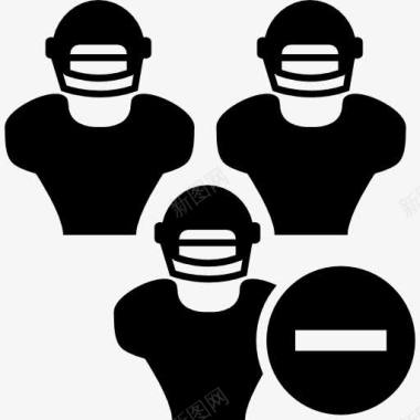 橄榄球橄榄球运动员的头盔和减号图标图标