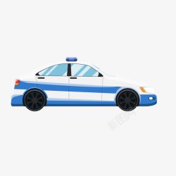 白色蓝色警察车辆矢量图素材