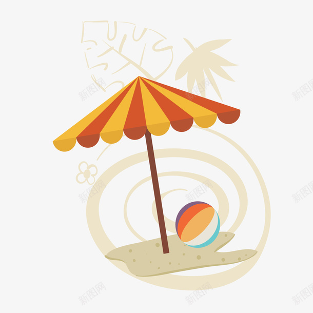 夏季太阳伞标签png免抠素材_88icon https://88icon.com 卡通太阳伞 夏季标签 彩色排球 背景装饰