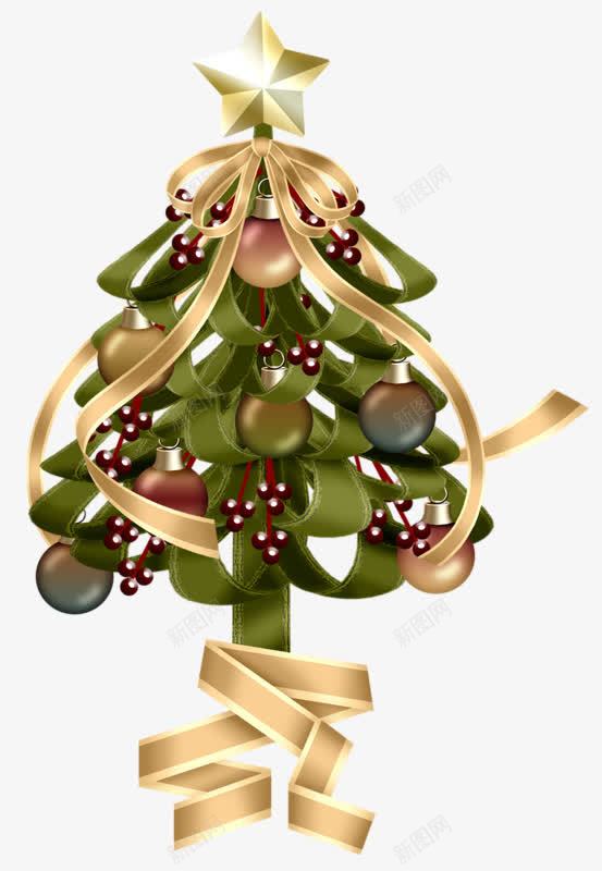 圣诞节装饰png免抠素材_88icon https://88icon.com 丝带 圣诞小树 圣诞节 装饰