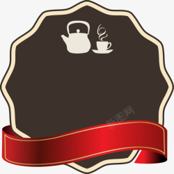 咖啡色标签绸带素材