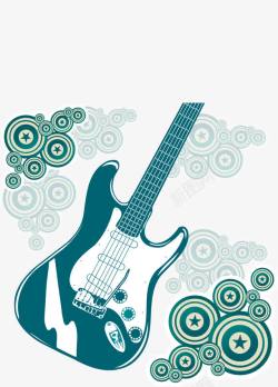 蓝色花纹吉它乐器素材