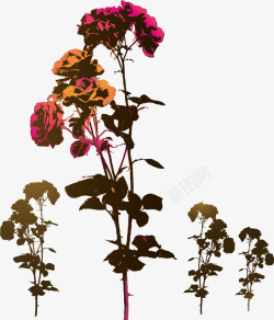 玫瑰花紫金矢量图素材