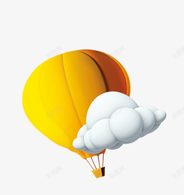 唯美卡通黄色热气球云朵png免抠素材_88icon https://88icon.com 云朵 卡通 唯美 热气球 黄色