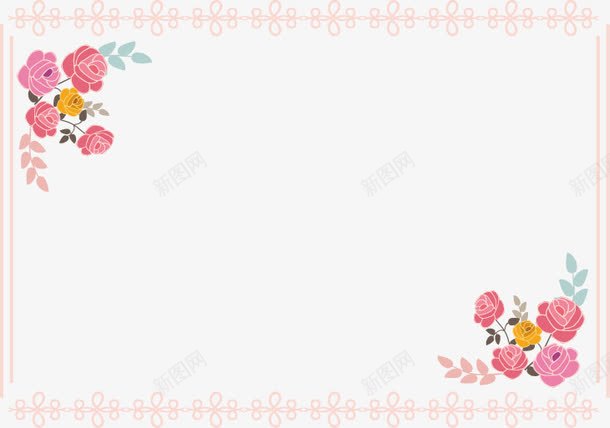 粉色花朵手绘边框png免抠素材_88icon https://88icon.com 手绘 粉色 素材 花朵 边框