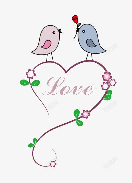 两只甜蜜的小鸟png免抠素材_88icon https://88icon.com 卡通 小鸟 爱心 甜蜜