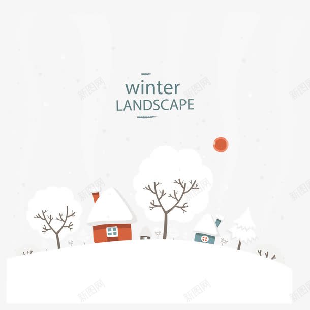 多雪的冬季雪景矢量图ai免抠素材_88icon https://88icon.com 冬季 房子 树木 白色 雪景 矢量图