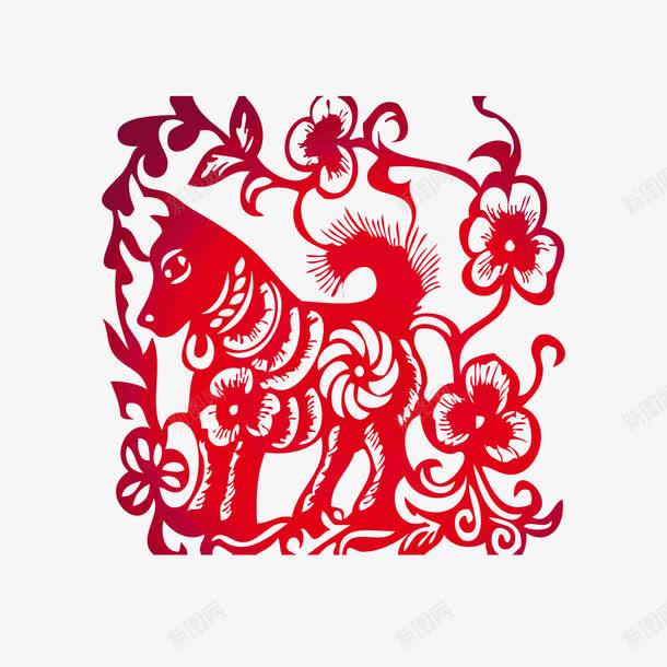 窗花剪纸png免抠素材_88icon https://88icon.com png图形 剪纸 狗年 红色 装饰