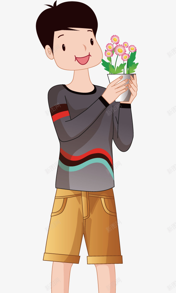 喜欢种花的男孩矢量图ai免抠素材_88icon https://88icon.com 卡通 插画 植物 男孩 种花 矢量图