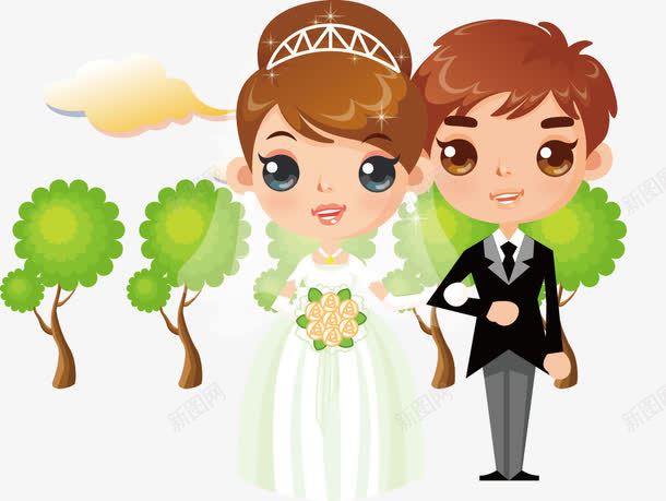 现卡通代婚礼插画png免抠素材_88icon https://88icon.com 卡通插画 婚礼 婚纱照 插画 现卡通代婚礼插画