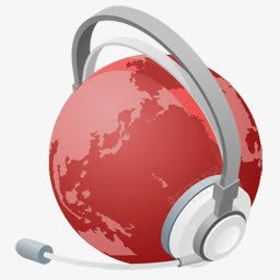 红色带耳机的地球图标图标