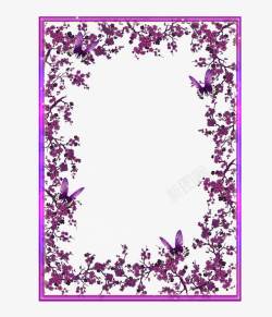 蓝紫色边框蝴蝶花素材