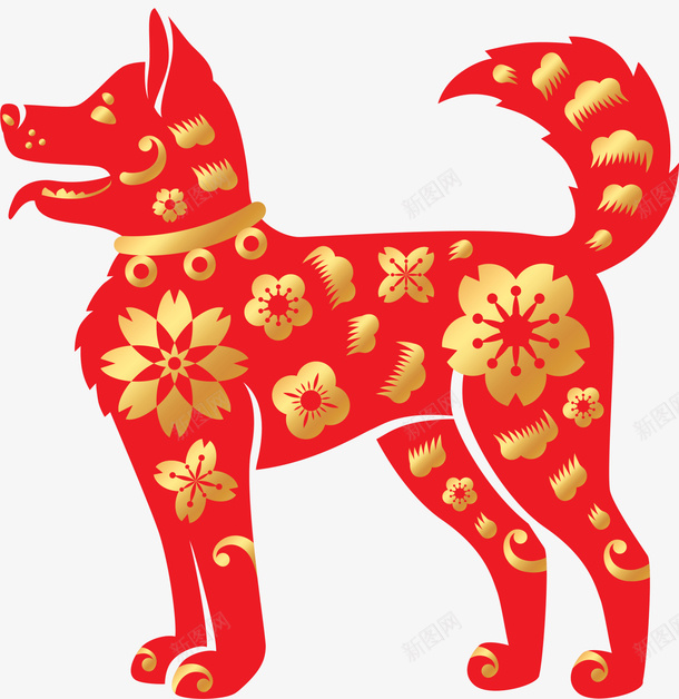 红色中国风剪纸小狗png免抠素材_88icon https://88icon.com 2018 剪纸 新年 新年快乐 春节 春节快乐 狗年 红色小狗