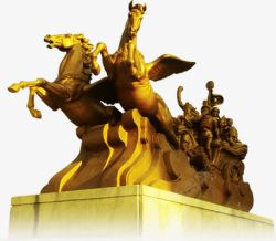 中国风金色飞马雕像素材