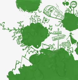 手绘绿色环保插图素材