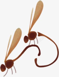 手绘棕色夏季蜻蜓装饰素材