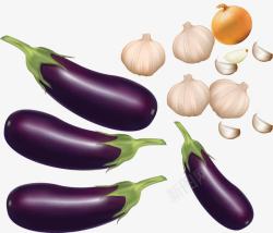 蔬菜紫色茄子大蒜素材
