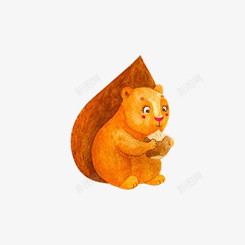 卡通小松鼠png免抠素材_88icon https://88icon.com png图形 png装饰 动物 小松鼠 手绘 装饰 黄色