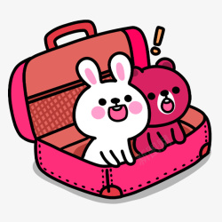 红色卡通行李箱宠物装饰图案素材