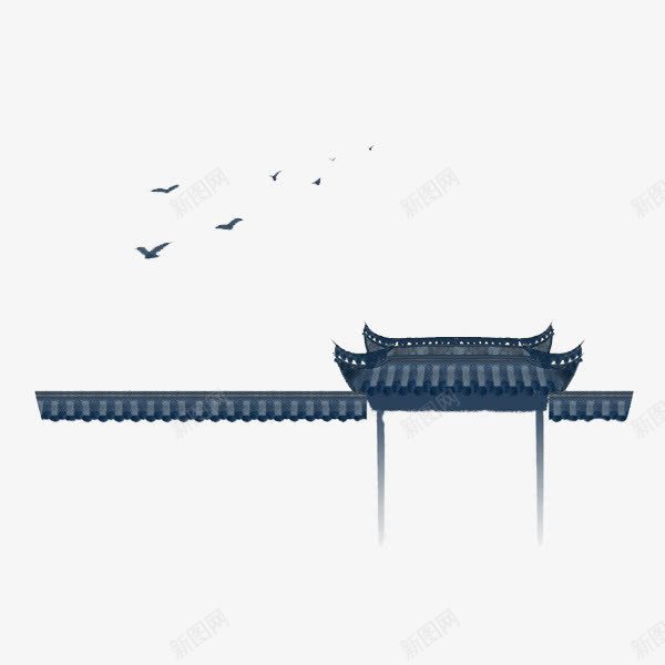 中国大宅门png免抠素材_88icon https://88icon.com 卡通 大宅门 大雁 手绘 手绘插画 手绘素材 插画 青瓦