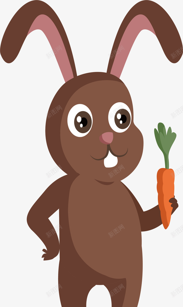 拿着胡萝卜的兔子矢量图eps免抠素材_88icon https://88icon.com 兔子 幼教 拿着胡萝卜 棕色兔子 矢量png 胡萝卜 矢量图