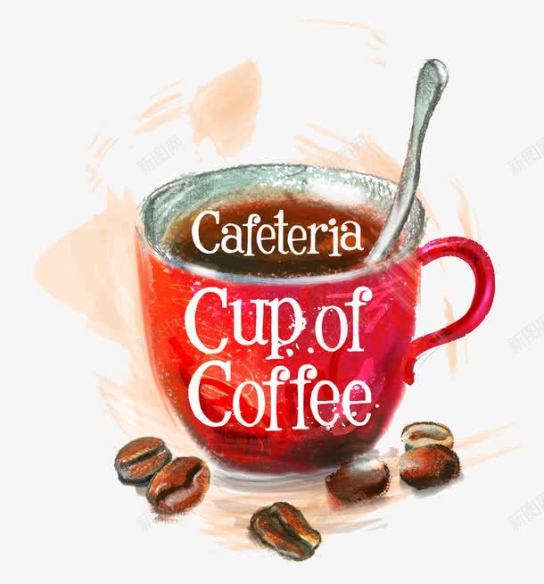 红色咖啡杯咖啡豆psd免抠素材_88icon https://88icon.com 创意美图 咖啡豆 热饮 红色咖啡杯
