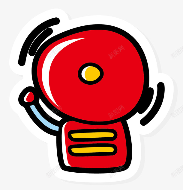 红色圆形立体警报铃png免抠素材_88icon https://88icon.com 卡通消防 卡通风格 消防 消防元素 矢量消防 立体 红色 警报铃