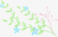 教师节绿叶蓝色花朵素材