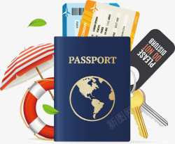 护照和机票矢量图素材