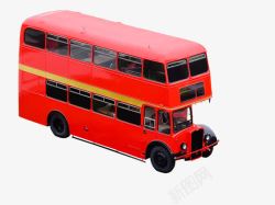 红色双层巴士车实物图素材