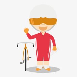 红色卡通少年自行车奥运会素材