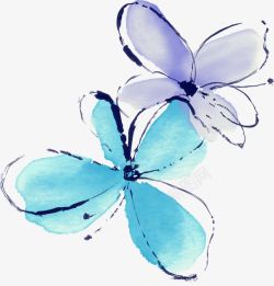 手绘蓝紫色水彩花朵素材