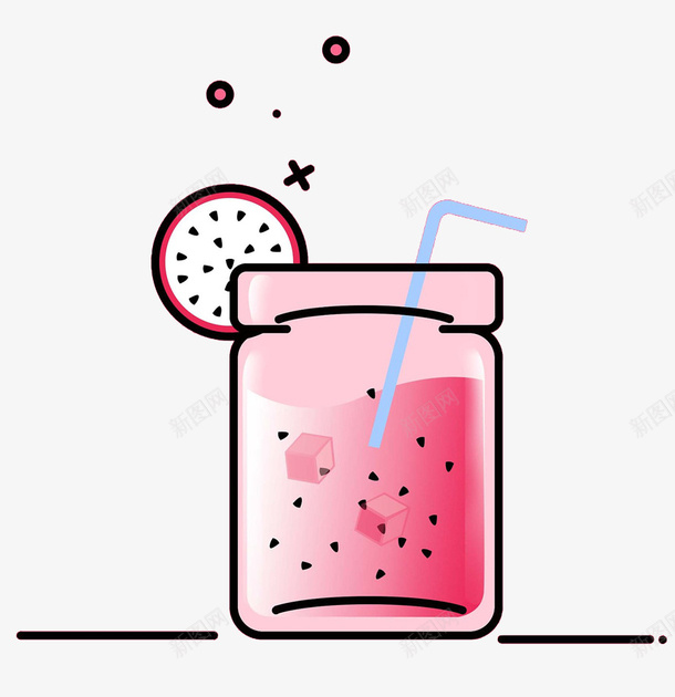 粉色手绘火龙果食物元素png免抠素材_88icon https://88icon.com 创意 吸管 喝的 火龙果 种子 粉色 纹理 质感 食物