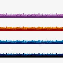 彩色城市剪影装饰素材