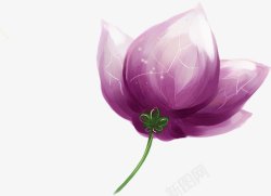 手绘紫色花卉漫画素材