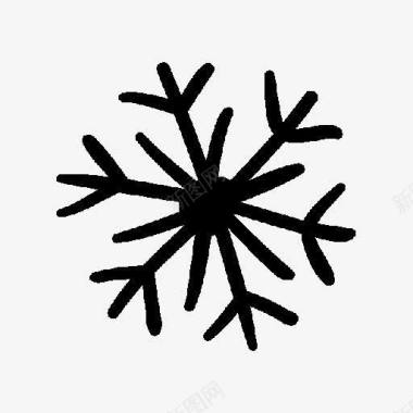 暖冬雪花黑色对称手绘雪花图标图标