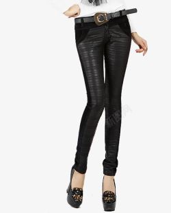 黑色皮革创意电商女裤素材