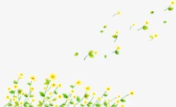 黄绿色手绘小清新花朵装饰图案素材