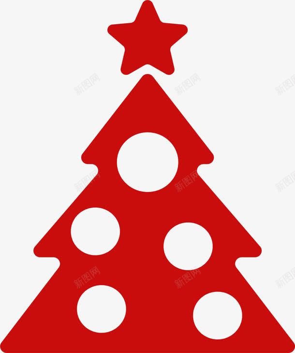圣诞节红色圣诞树png免抠素材_88icon https://88icon.com 喜庆 圆圈 圣诞节星星 小清新 简约 红色圣诞树