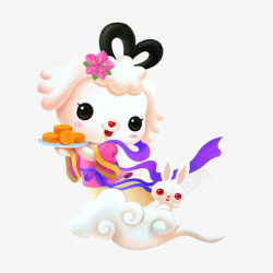 卡通兔子云朵素材