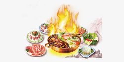 手绘火锅食物装饰图案素材