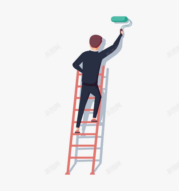 红色的梯子和拿着刷子的人矢量图eps免抠素材_88icon https://88icon.com 刷子 梯子 男士 男士png 男士矢量图 矢量图
