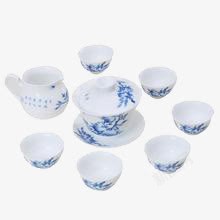 青花瓷白色茶碗茶具整套家用素材