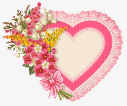 粉色爱心花朵装饰素材