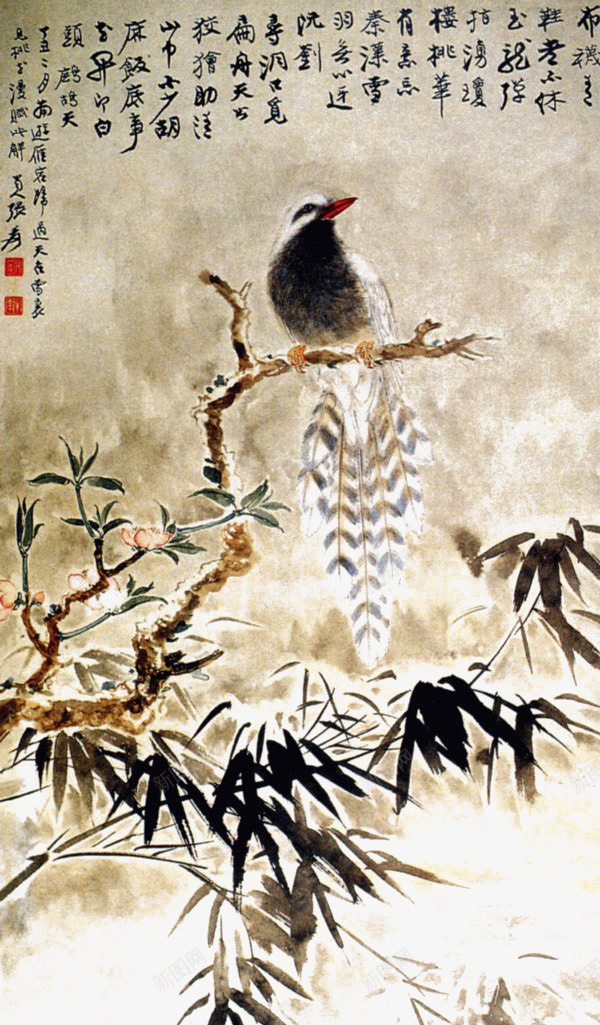 水墨花鸟画png免抠素材_88icon https://88icon.com 中国画 传统国画 写意水墨 国画 水墨画 装饰国画