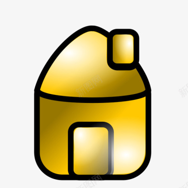 黄色的卡通小房子图标图标
