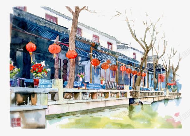 中国江南小镇png免抠素材_88icon https://88icon.com 卡通 卡通插画 手绘 江南小镇